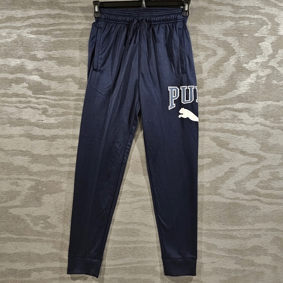 Puma Boys Size Large NWT Dark Blue Soft Fleece Jogger Sweatpants Logo - Picture 2 of 14